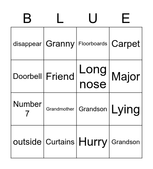 Gangsta Granny Bingo Card