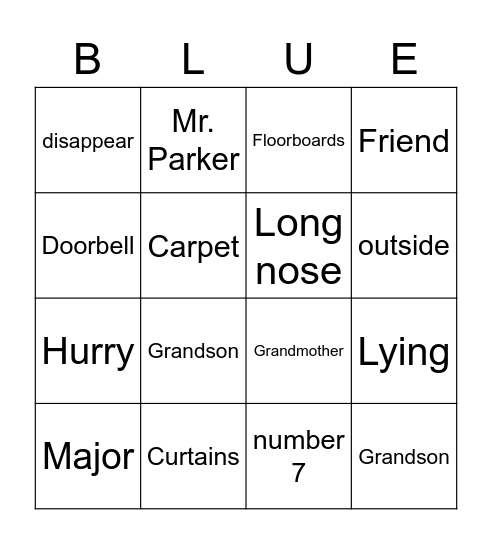 Gangsta Granny Bingo Card