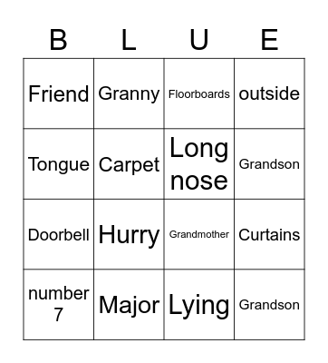 Gangsta Granny Bingo Card