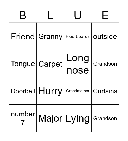 Gangsta Granny Bingo Card