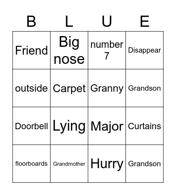 Gangsta Granny Bingo Card