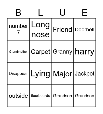 Gangsta Granny Bingo Card
