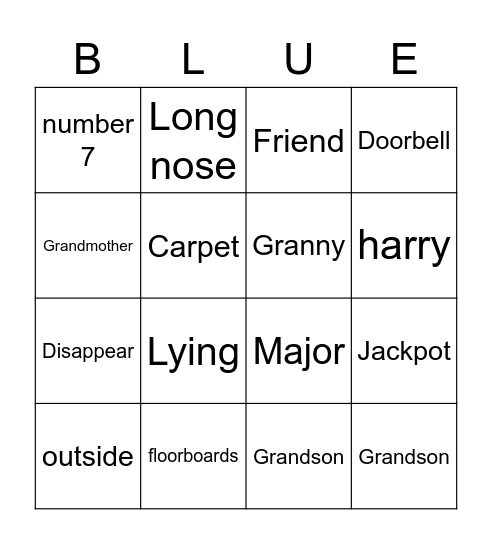 Gangsta Granny Bingo Card