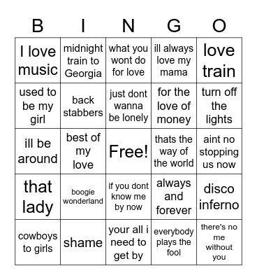 70s Bingo Card