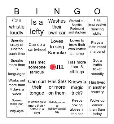 Icebreaker Bingo Card