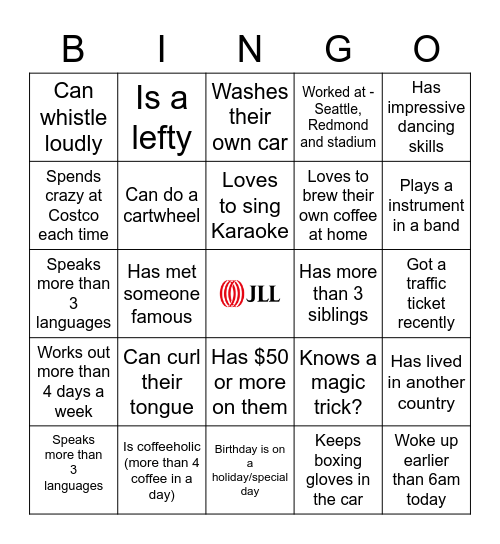 Icebreaker Bingo Card