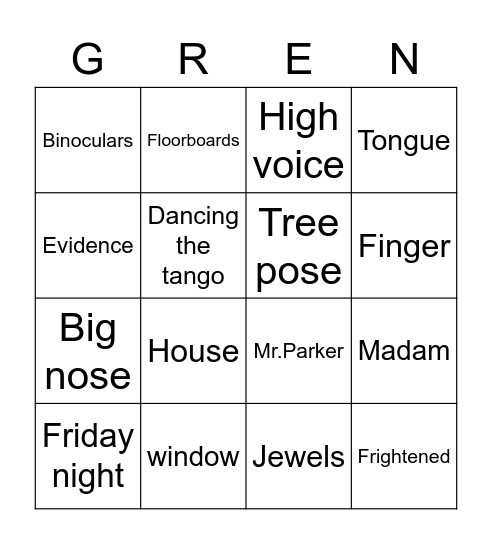Gangsta Granny Bingo Card