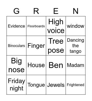 Gangsta Granny Bingo Card
