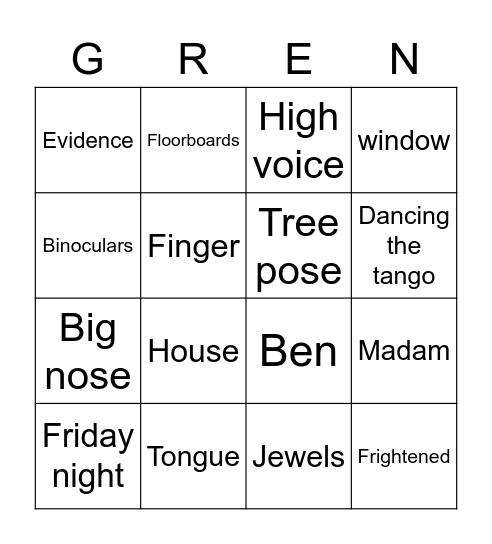 Gangsta Granny Bingo Card