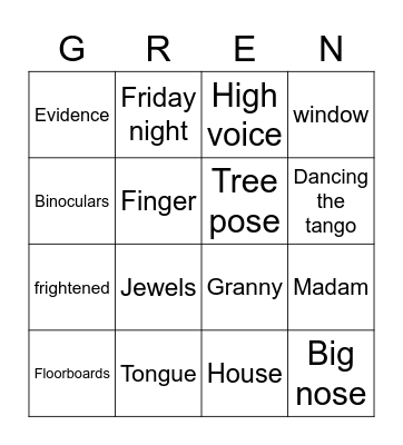 Gangsta Granny Bingo Card