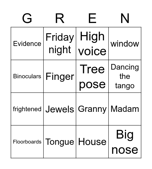 Gangsta Granny Bingo Card