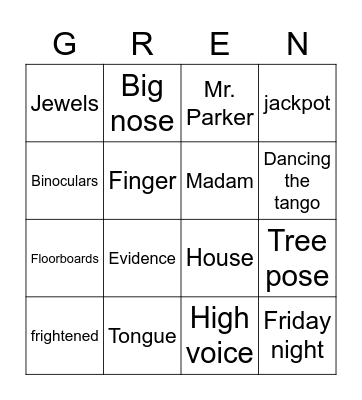 Gangsta Granny Bingo Card