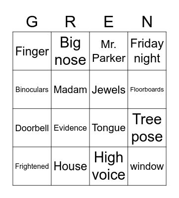 Gangsta Granny Bingo Card