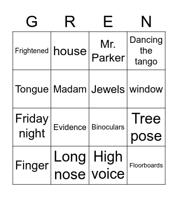 Gangsta Granny Bingo Card
