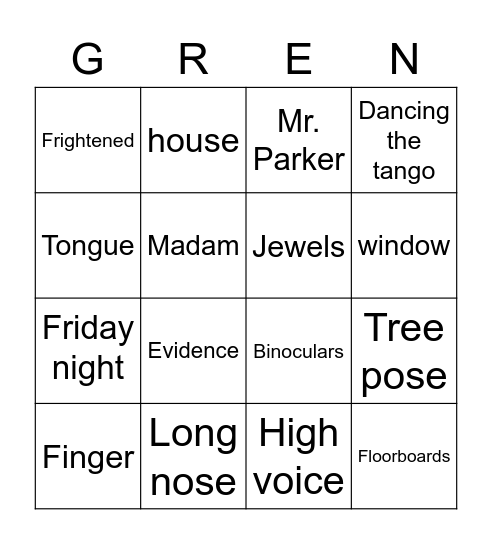 Gangsta Granny Bingo Card