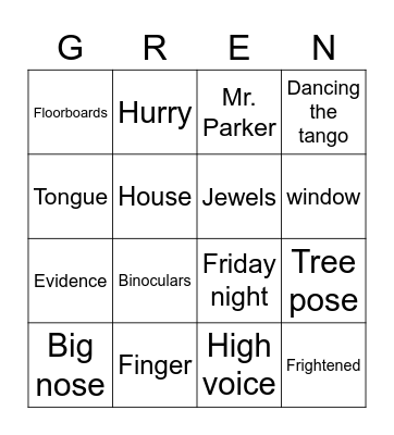 Gangsta Granny Bingo Card