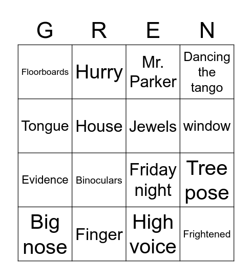 Gangsta Granny Bingo Card