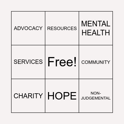 Social Work Bingo Card