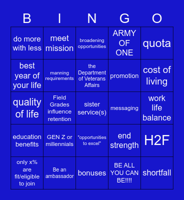 Recruiting Brief Bingo Card
