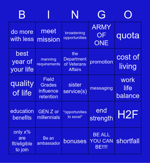 Recruiting Brief Bingo Card