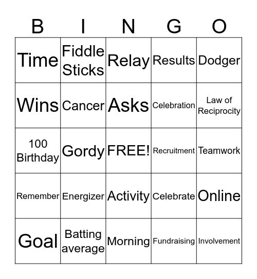 LASC RELAY ALL STAFF MEETING BINGO Card