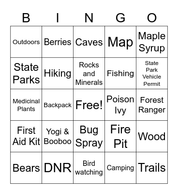 Forest Bingo Card