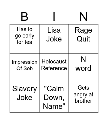 Sullivan Bingo Card