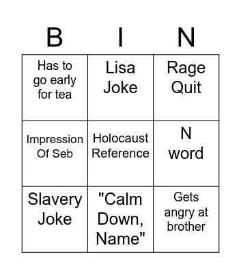 Sullivan Bingo Card