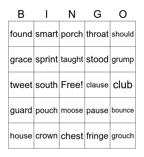 Phonemes Bingo Card