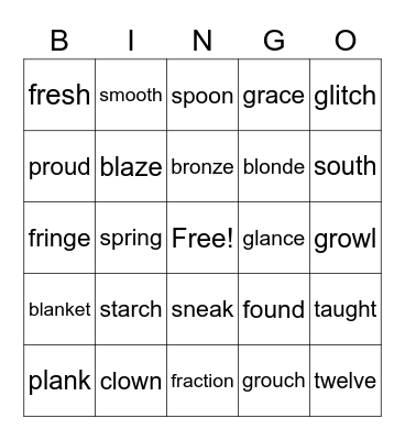 Phonemes Bingo Card