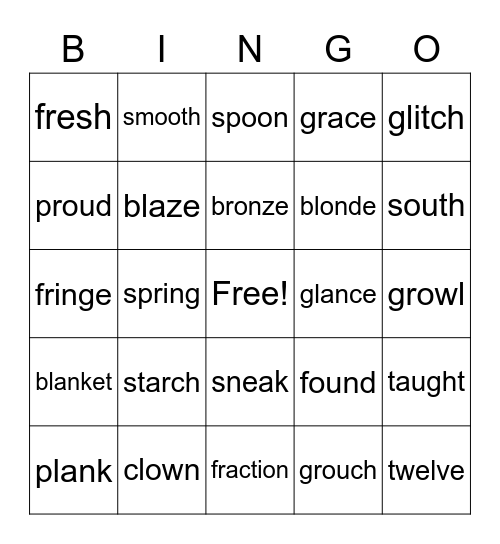 Phonemes Bingo Card