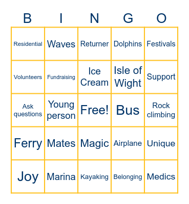 Ellen MacArthur Cancer Trust Bingo Card