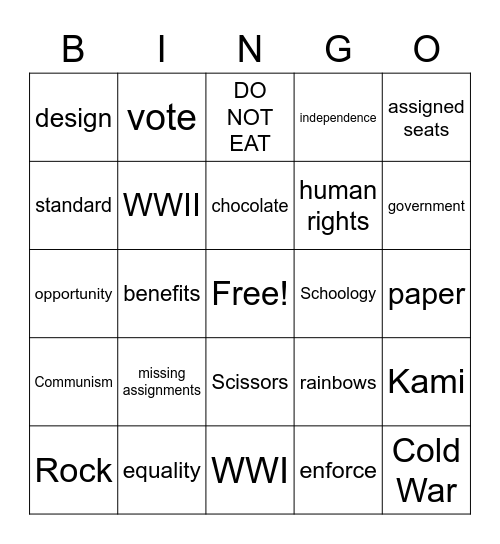 Communism Bingo Card