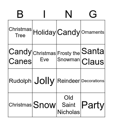 Christmas Bingo Card