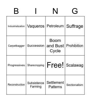 Texas History - Bellringers (AV) - Set 5 Bingo Card