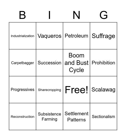 Texas History - Bellringers (AV) - Set 5 Bingo Card