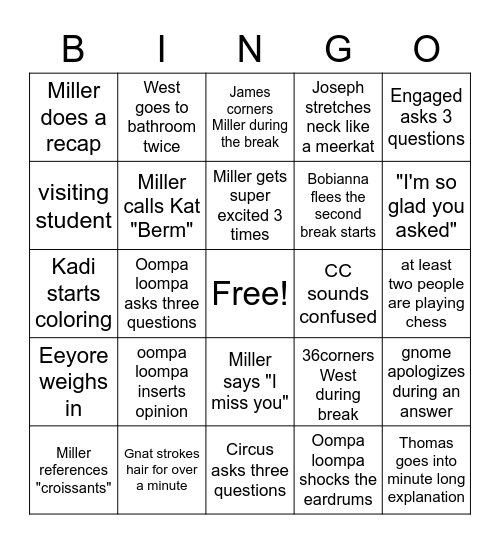 Transnat Bingo Card