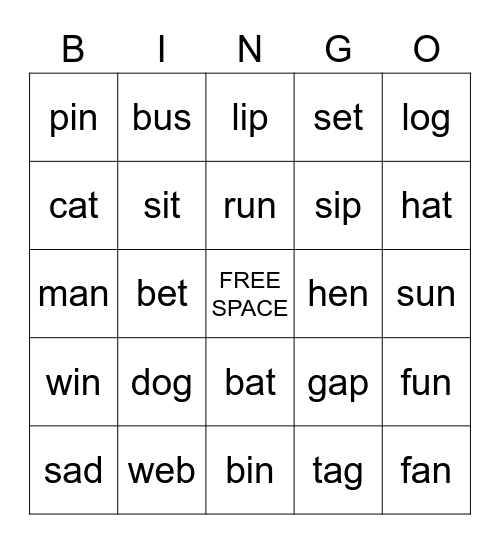 CVC BINGO Card