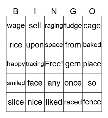 unit 3.3 HFW, ed,ing, soft c &g Bingo Card
