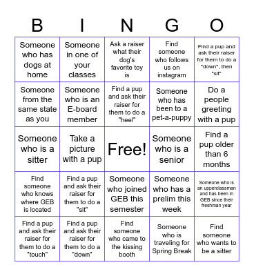 Guiding Eyes at Cornell GBM #2 Bingo Card