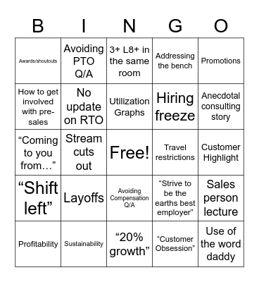 Q1 all hands bingo Card