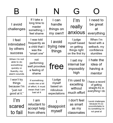 impostor syndrome: the natural genius Bingo Card