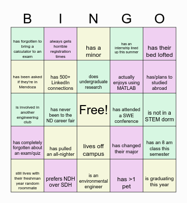 SWE Bingo! Bingo Card
