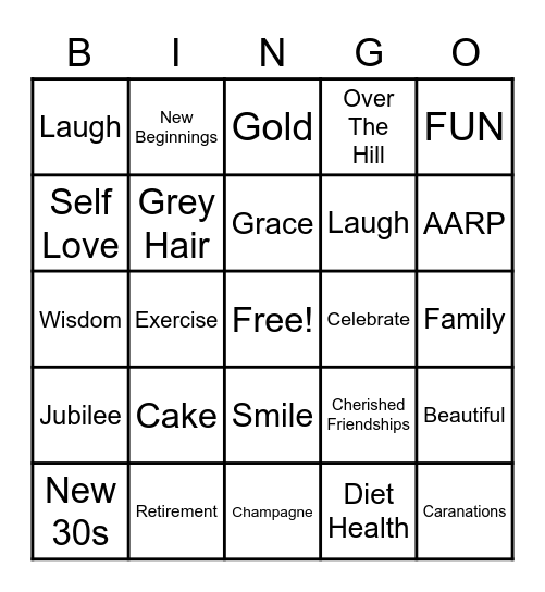 LaKeisha's 50th Birthday Bingo Card