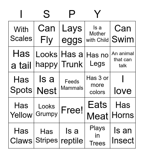 Today I saw something that: Bingo Card