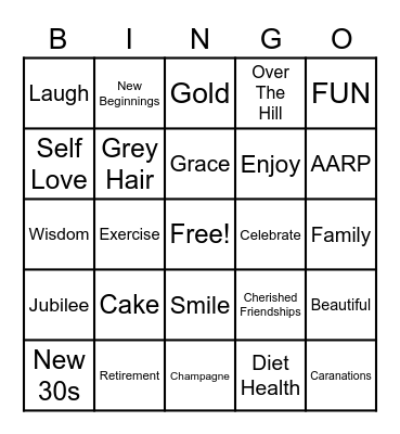 LaKeisha's 50th Birthday Bingo Card