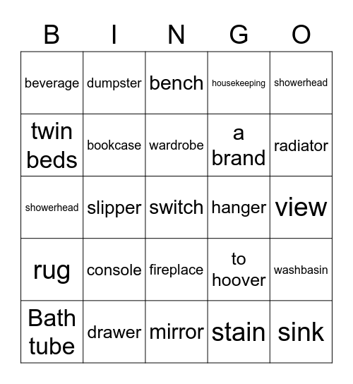 vocabulary bingo Card