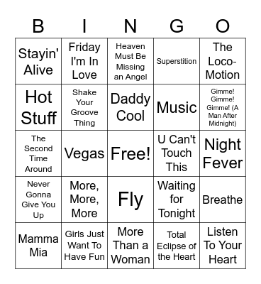 45 - MUSIC Bingo Card