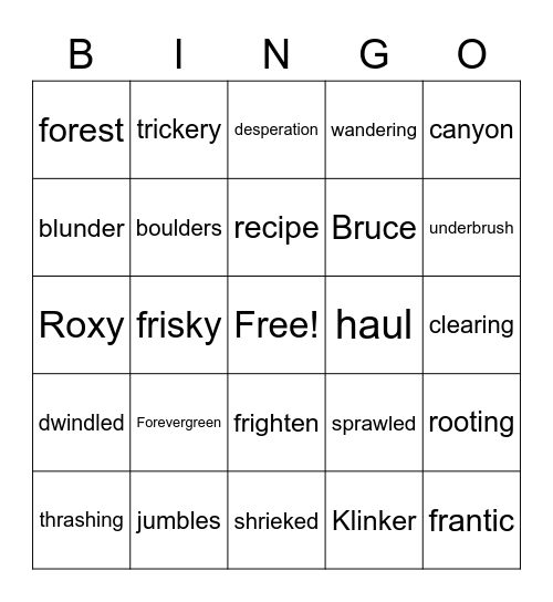 Big Bad Bruce Bingo Card