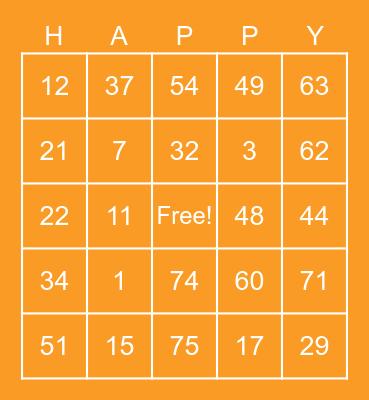 Happy BINGO! Bingo Card